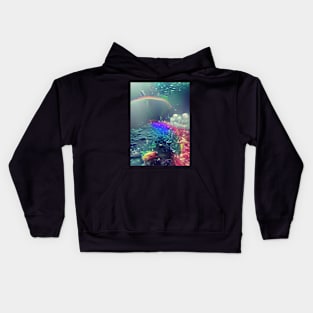 PRETTY RAINBOW UNDER THE OCEAN WAVES Kids Hoodie